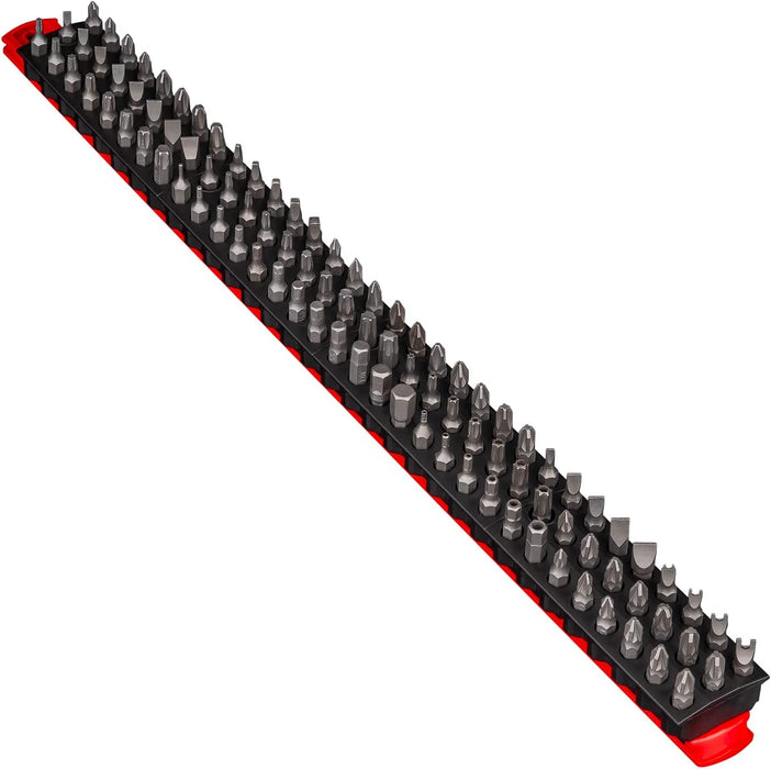 Ernst Manufacturing 96 Tool Magnetic Bit Bar, 1/4" Hex Bit Holder - Red/Black