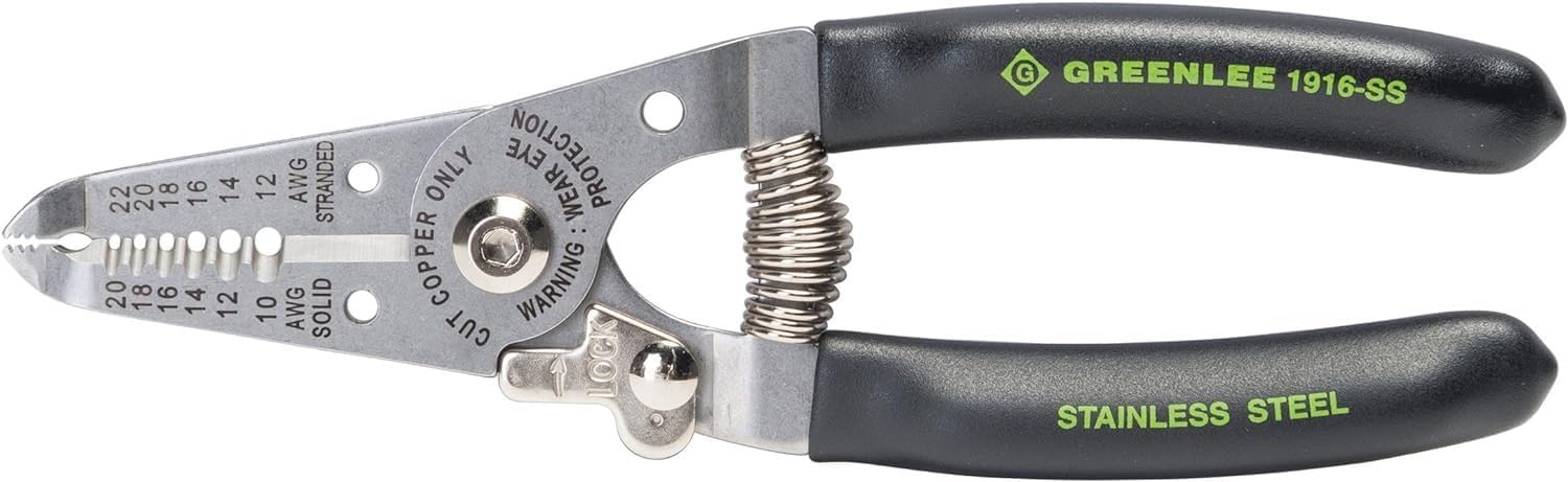 Greenlee 1916-SS Stainless Wire Stripper and Cutter, 10-20AWG, 6-Inches