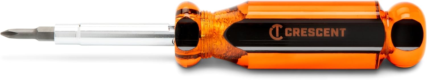 Crescent CS61N 6-in-1 Interchangeable Bit Screwdriver, Red Handle