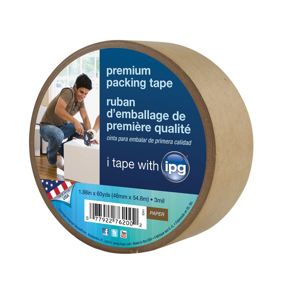 IPG 9341 Kraft Paper Flatback Premium Packing Tape, 1.88