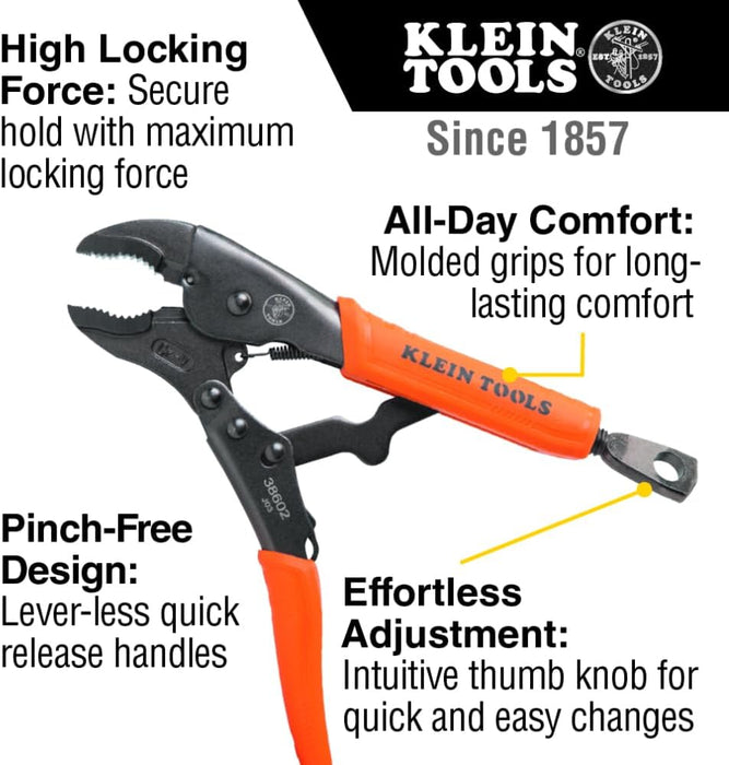 Klein Tools 38602 Curved Jaw Locking Pliers, 10-Inch