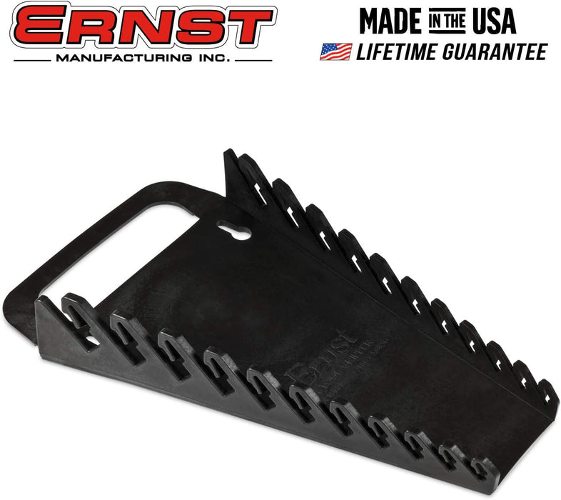 Ernst Manufacturing 11-Wrench Gripper Portable Wrench Organizer - Durable Flexible Grip, Fits 1/4" to 7/8" & 6-16 mm, Black (Model 5087)