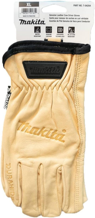 Makita T-04204 100% Genuine Leather Cow Driver Gloves (X-Large)