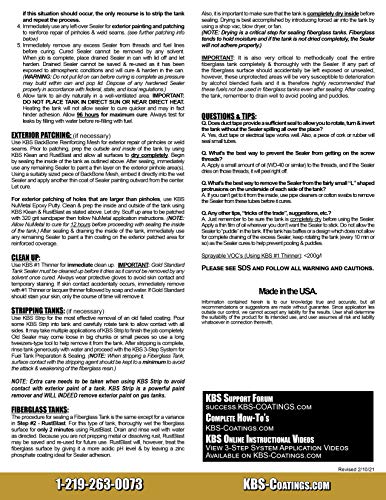 KBS Coatings 5200 Gold Standard Tank Sealer - 8 fl. oz., Silver