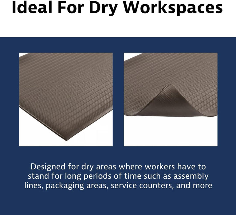 Notrax 410 Airug 2' x 60' x 3/8" Anti Fatigue Mat, Enhanced Slip Resistance with Beveled Edges and Ribbed Surface, Ideal for Industrial and Commercial Workplaces, Black, 410R0324BL Ribbed Surface 2' x 60' x 3/8" Black