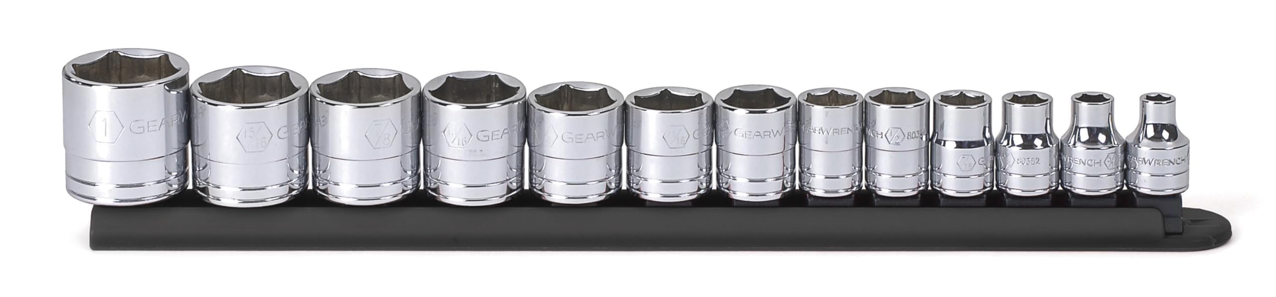 GEARWRENCH 13 Pc. 3/8" Drive 6 Pt. Standard Socket Set, SAE - 80553 3/8 inch 13 piece SAE