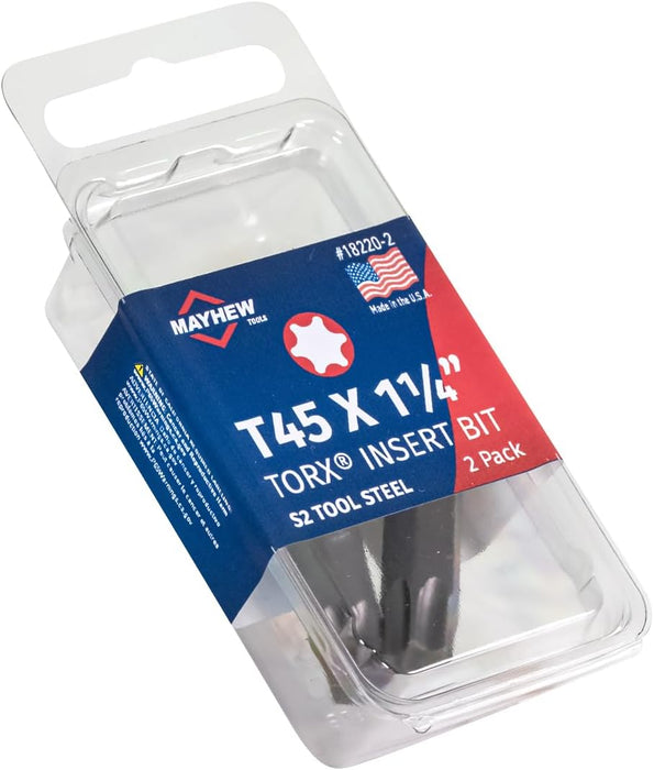 Mayhew Tools 18220-2 Torx Insert Bit, T45 x 1.25" (Pack of 2)