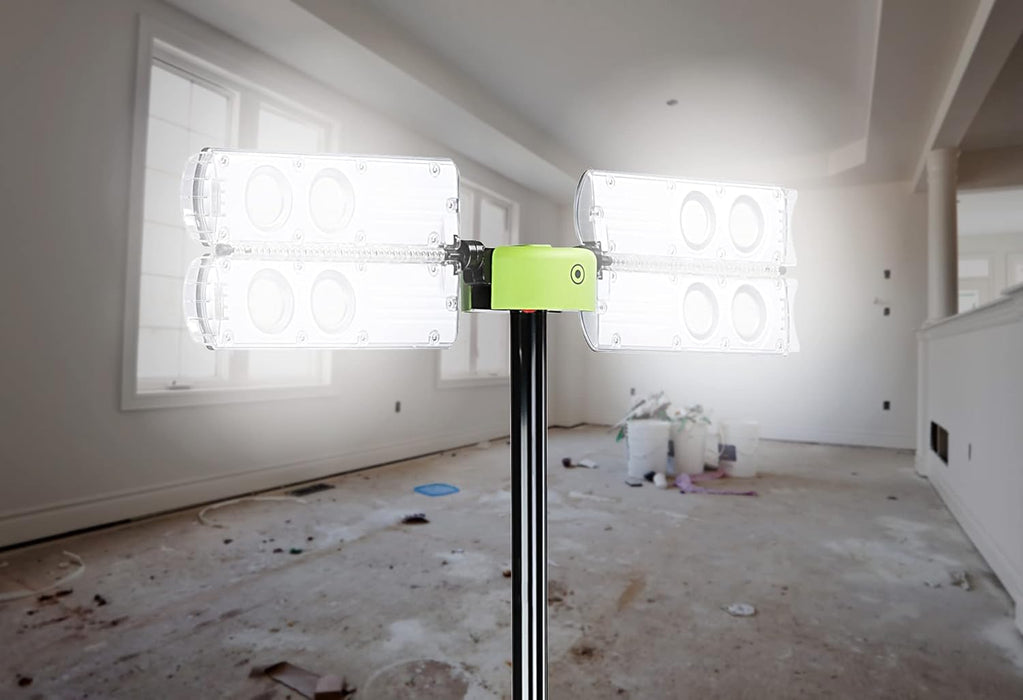 PowerSmith Voyager PVLR8000A 8000 Lumen Collapsible Cordless Tripod LED Work Light with Battery, Charger & Carry Bag Included. Optional 3-Way Power, Remote Control , Black