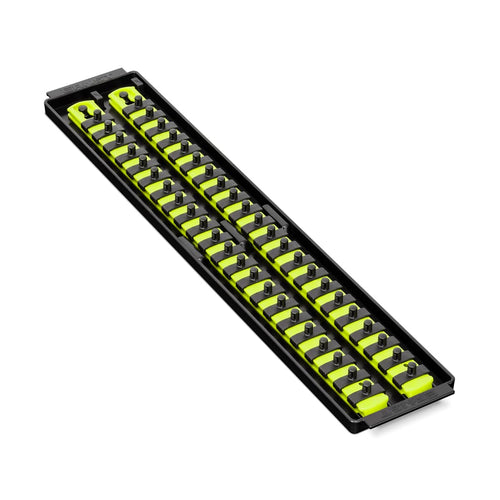 Ernst Manufacturing 19-Inch Socket Boss, Premium 2-Rail, 1/4-Inch-Drive Twist-Lock Socket Organizer, High-Visibility - Made in USA 19-INCH 1/4" Hi-viz