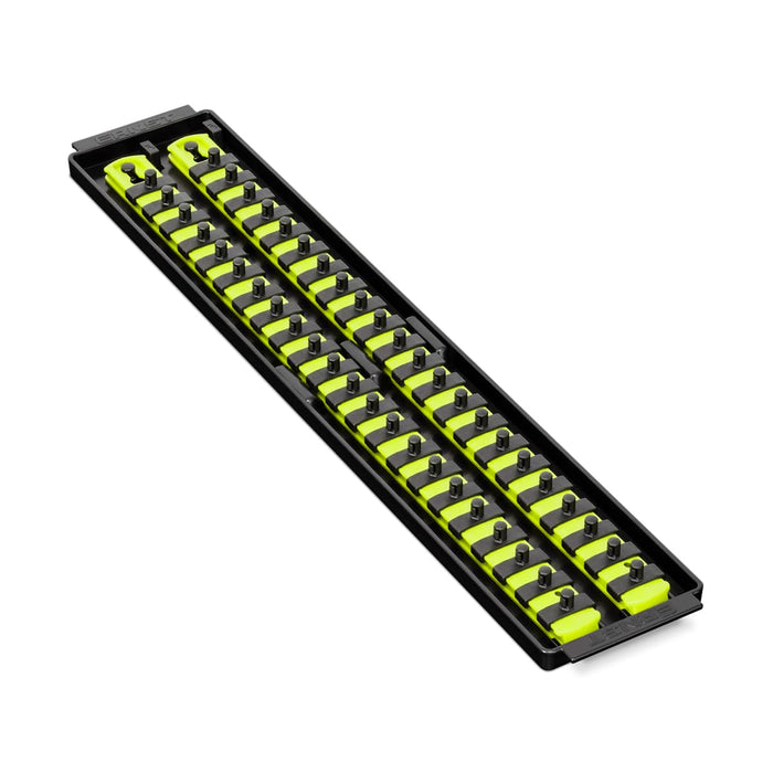 Ernst Manufacturing 19-Inch Socket Boss, Premium 2-Rail, 1/4-Inch-Drive Twist-Lock Socket Organizer, High-Visibility - Made in USA 19-INCH 1/4" Hi-viz
