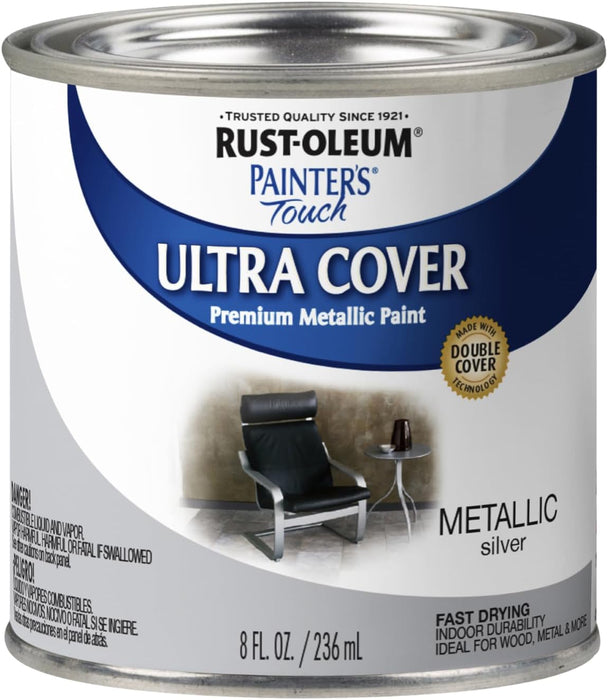 Rust-Oleum 240288 Painter's Touch Brush Interior Paint, 8 Fl Oz, Metallic Silver (Pack of 1)