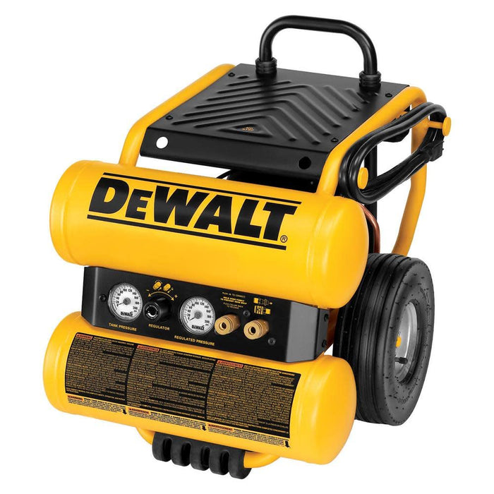 DeWalt 1.1 HP Continuous 4-Gallon Electric Wheeled Dolly-Style Air Compressor with Panel