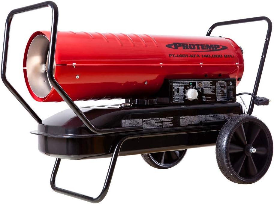 ProTemp PT-140T-KFA 140,000 BTU Kerosene/Diesel Forced Air Torpedo Heater, For Warehouses, Construction, and Workshops