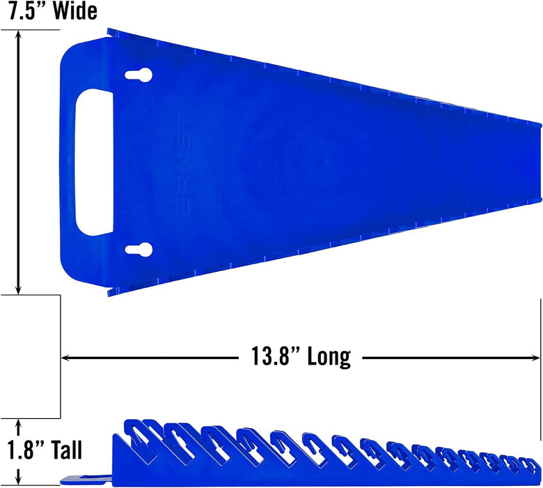 Ernst Manufacturing 5055 15-Wrench Gripper Portable Wrench Organizer - Versatile, One-Handed Access, Fits 1/4" to 1 1/8" & 6-20 mm, Blue