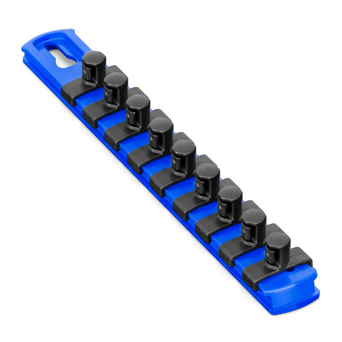 Ernst Manufacturing 8-Inch Socket Organizer with 9 3/8-Inch Twist Lock Clips, Blue (8408-Blue-3/8) 8-Inch 3/8-Inch Twist Clips Blue