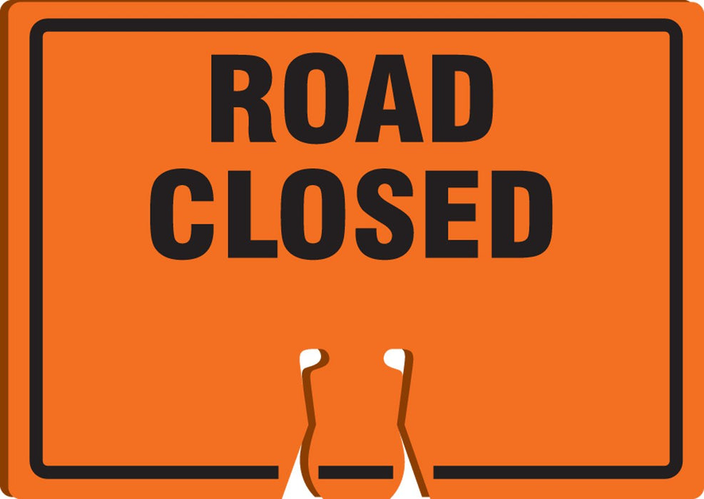 Accuform FBC736 "Road Closed" Traffic Cone Top, Combine With Orange Cones to Create a Warning Sign, 10" x 14" Plastic Cone Sign, Made in the USA