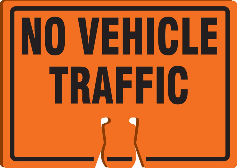 AccuformNMC FBC723 "No Vehicle Traffic" Traffic Cone Top, Combine With Orange Cones to Create a Warning Sign, 10" x 14" Plastic Cone Sign, Made in the USA