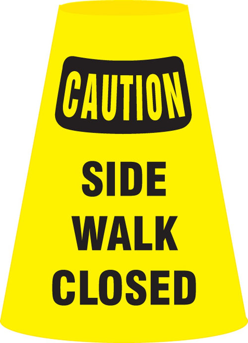 Accuform Signs FBC912E Vinyl Traffic Cone Cuff Sleeve, "Caution Side Walk Closed"