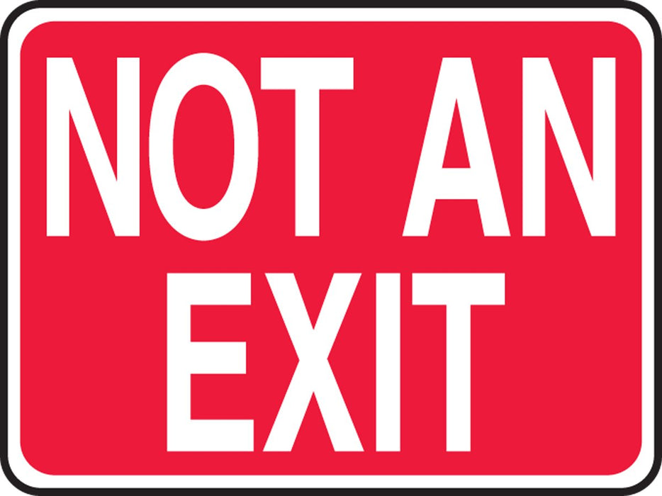 Accuform MEXT444VS Adhesive Vinyl Safety Sign, "NOT an EXIT", 10" x 14"