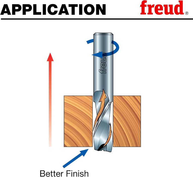 Freud 75-106 3/8" Up Spiral Router Bit with Tico Hi-Density Carbide for Maximum Performance - Ideal for Cutting Parts & Grooves, 3/8" Diameter, 1/2" Shank, 1-1/4" Carbide Height, 24,000 RPM