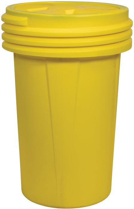 Eagle 1657 55 Gallon Plastic Drum with Lid, Screw-On Lid, 40" x 26.5", Lab Pack Drum Made of Durable, Lightweight HDPE, Withstands Weather and Chemicals, Made in USA, Yellow
