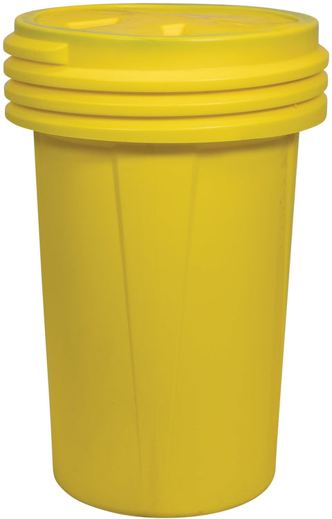 Eagle 1657 55 Gallon Plastic Drum with Lid, Screw-On Lid, 40" x 26.5", Lab Pack Drum Made of Durable, Lightweight HDPE, Withstands Weather and Chemicals, Made in USA, Yellow