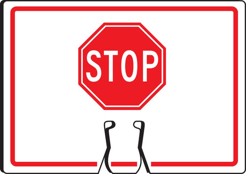 AccuformNMC FBC738 "(Stop Graphic)" Traffic Cone Top, Combine With Orange Cones to Create a Warning Sign, 10" x 14" Plastic Cone Sign, Made in the USA