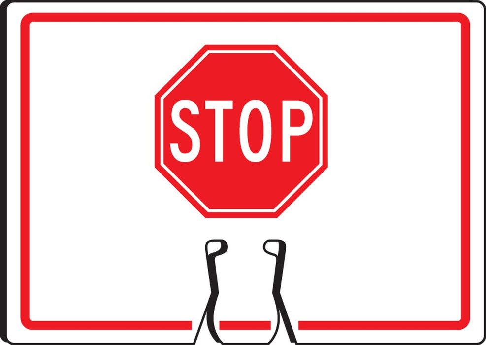 AccuformNMC FBC738 "(Stop Graphic)" Traffic Cone Top, Combine With Orange Cones to Create a Warning Sign, 10" x 14" Plastic Cone Sign, Made in the USA