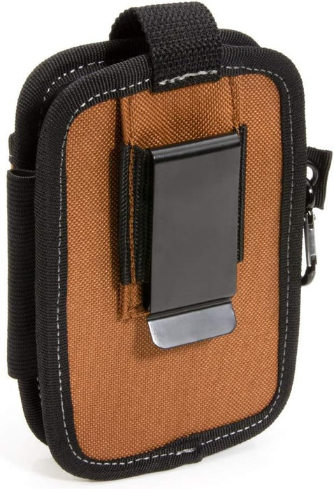 Dickies 57100 2-Compartment Large Phone Pouch, Universal-fit Steel Clip for Tool Belt, Security Strap Over Phone, Carabiner for Quick-Clip Key Storage