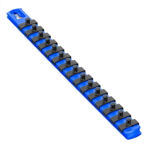 Ernst Manufacturing 13-Inch Magnetic Socket Organizer with 15 1/4-Inch Twist Lock Clips, Blue - 8417M-Blue-1/4 13-Inch 1/4-Inch Twist Clips Blue