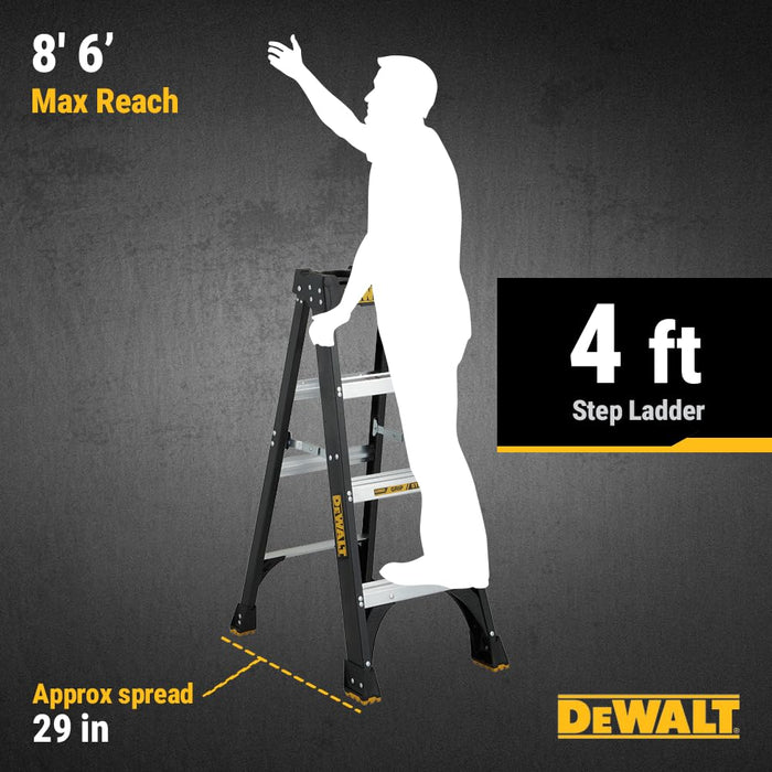 DEWALT 4-Foot Fiberglass Step Ladder, 300-Pound Load Capacity, Type IA, DXL3010-04 Black 4 feet