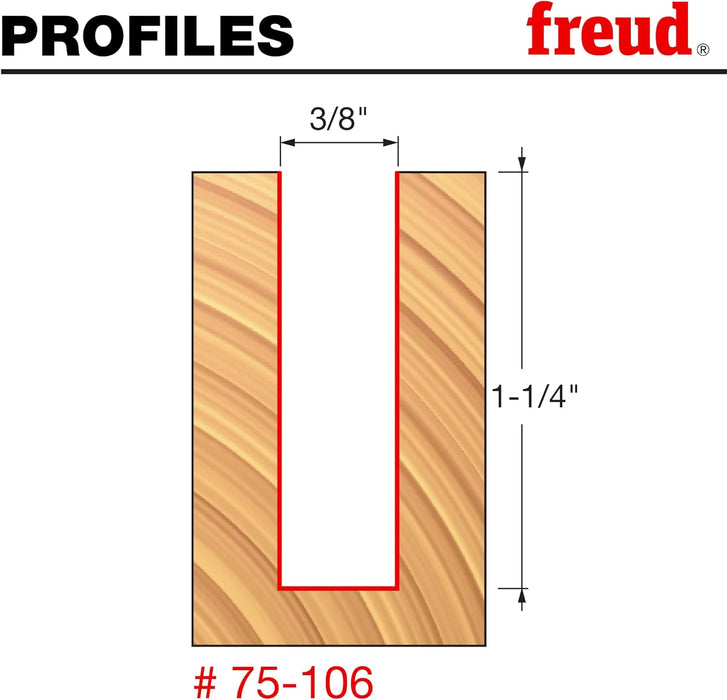 Freud 75-106 3/8" Up Spiral Router Bit with Tico Hi-Density Carbide for Maximum Performance - Ideal for Cutting Parts & Grooves, 3/8" Diameter, 1/2" Shank, 1-1/4" Carbide Height, 24,000 RPM