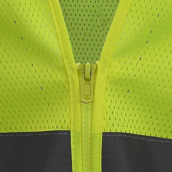 Radians Polyester Mesh Economy Class 2 High Visibility Vest with Zipper Closure Safety, Green, Large