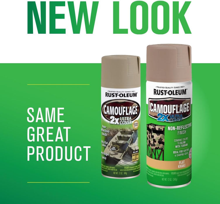 Rust-Oleum 279177 Camouflage 2X Ultra Cover Spray Paint, 12 oz, Khaki