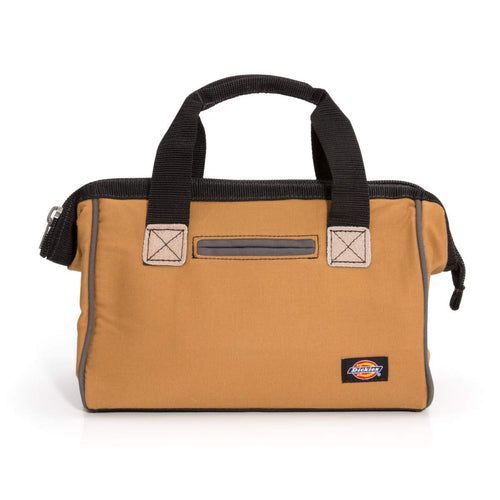 Dickies 57030 12-Inch Durable Canvas Work Bag for Painters, Carpenters, and Builders, Heavy-Duty Zipper, Reinforced Handles, Tan