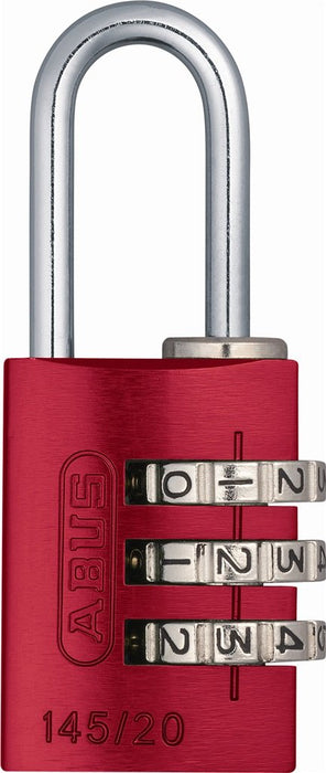 ABUS 145/20 C 20mm Body 3 Dial Resettable Combination Padlock, Red