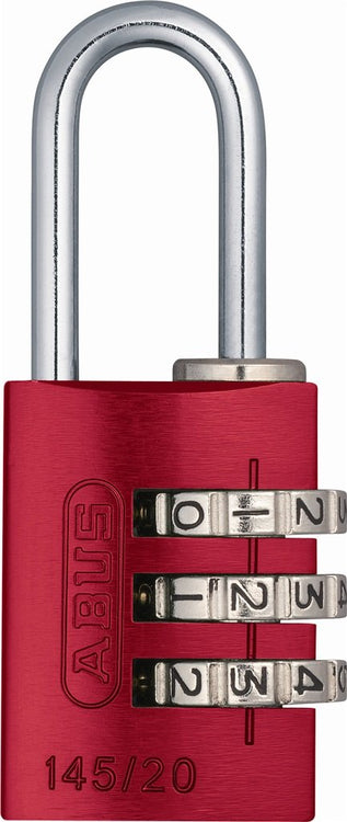 ABUS 145/20 C 20mm Body 3 Dial Resettable Combination Padlock, Red