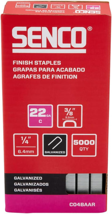 Senco C04BAAR 1/4" 22 Gauge 3/8" Crown Finish Staples, Galvanized Finish (Pack of 5000)