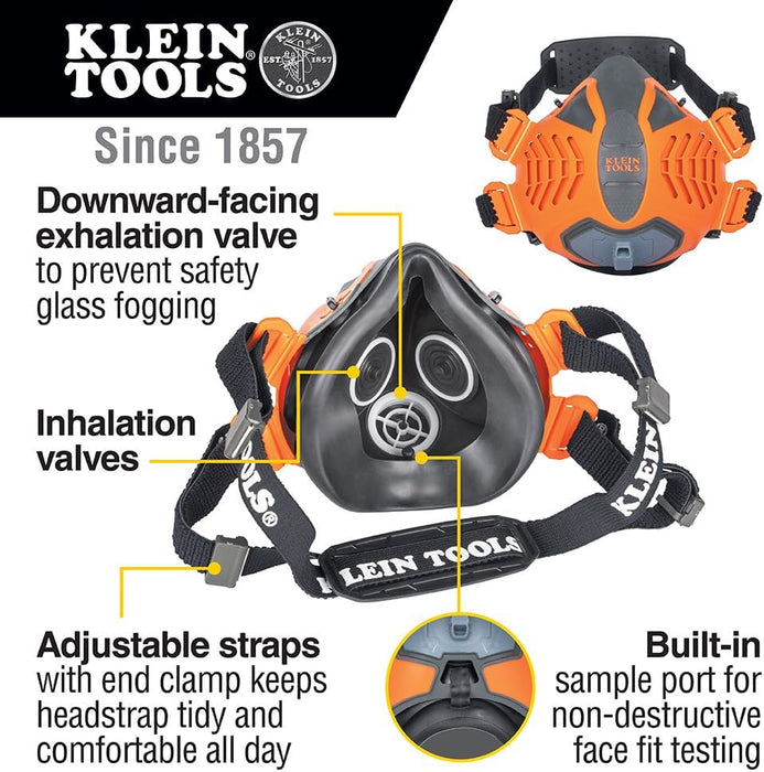 Klein Tools 60552 P100 Half-Mask Respirator, M/L
