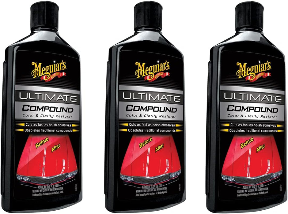 Meguiar's G17216-3PK Ultimate Compound - Fine Zirconia Alumina Abrasive for Metals, Painted Surfaces, Plastics, 15.2 oz (Pack of 3)