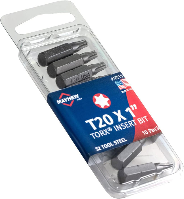 Mayhew Tools 18215-10 USA Torx Insert Bit, T20 x 1" (Pack of 10)