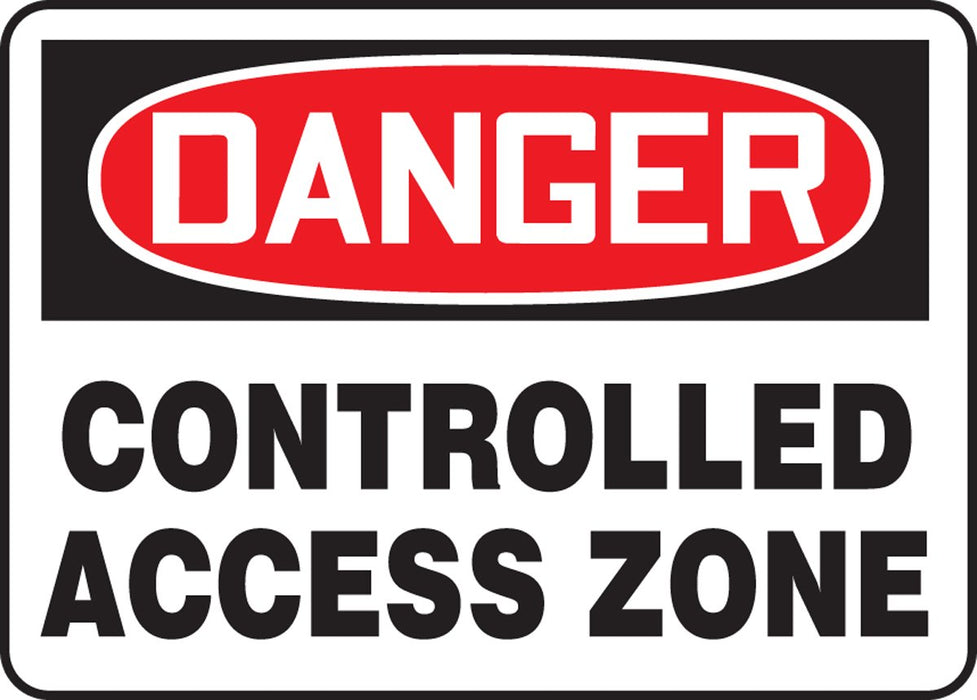 Accuform MADM126VP Plastic Sign, "DANGER Controlled Access Zone", 10" Length x 14" width x 0.055" Thickness