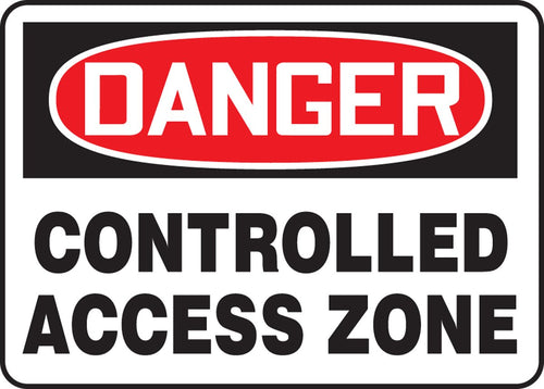 Accuform MADM126XT Dura-Plastic Sign, "Danger Controlled Access Zone", 10" Length x 14" Width x 0.060" Thickness