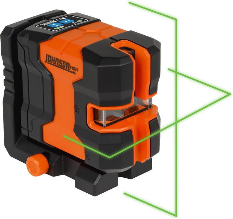 Johnson Level & Tool JLN300-GNCL Laser Level, Self-Leveling Cross-Line Laser with GreenBrite Technology, Magnetic Base, Hard-Shell Carry Case, Lithium Ion Battery