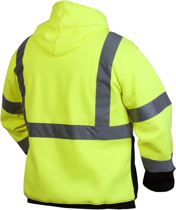 Pyramex Safety Pullover Sweatshirt With Black Bottom Hi Vis Lime,Extra Large