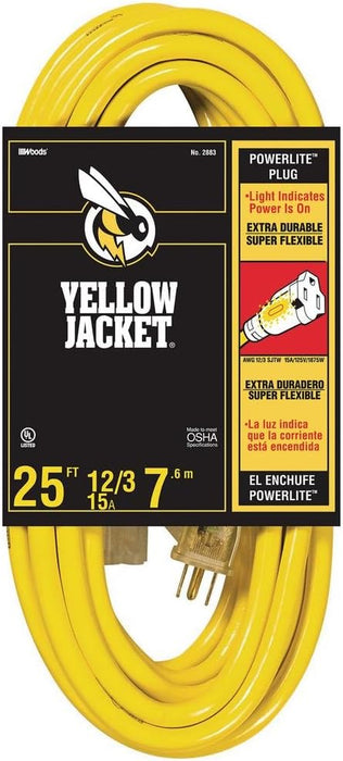 25 ft. 12/3 SJTW Premium Outdoor Heavy-Duty Extension Cord with Power Light Plug