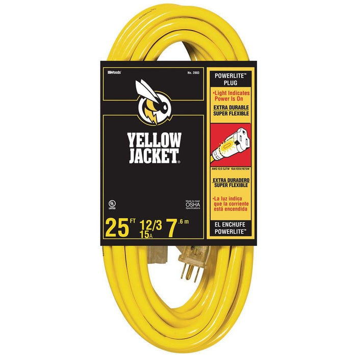 25 ft. 12/3 SJTW Premium Outdoor Heavy-Duty Extension Cord with Power Light Plug