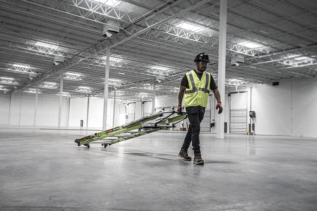 Little Giant Ladder Systems Safety Cage 2.0, M6, 6ft Enclosed Platform, Platform Ladder with Adjustable Outriggers, Fiberglass, Type 1AA, 375 lbs Weight Rating, (19706-146)