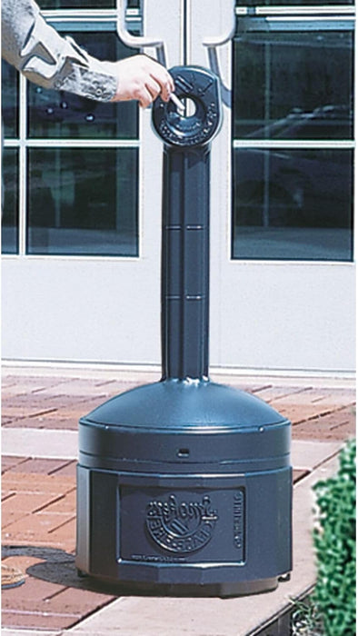 Justrite, Original Smoker’s Cease-Fire Outdoor Ashtray, Polyethylene Standing Ashtray with Steel Bucket, 4 Gallon, Black, 26800D