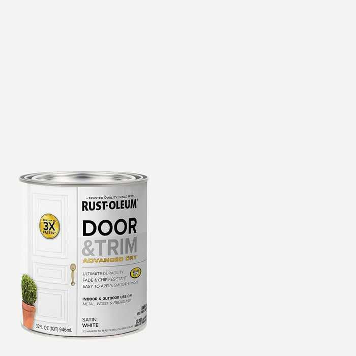 Rust-Oleum 369384 Advanced Dry Door & Trim Paint, Quart, Satin White